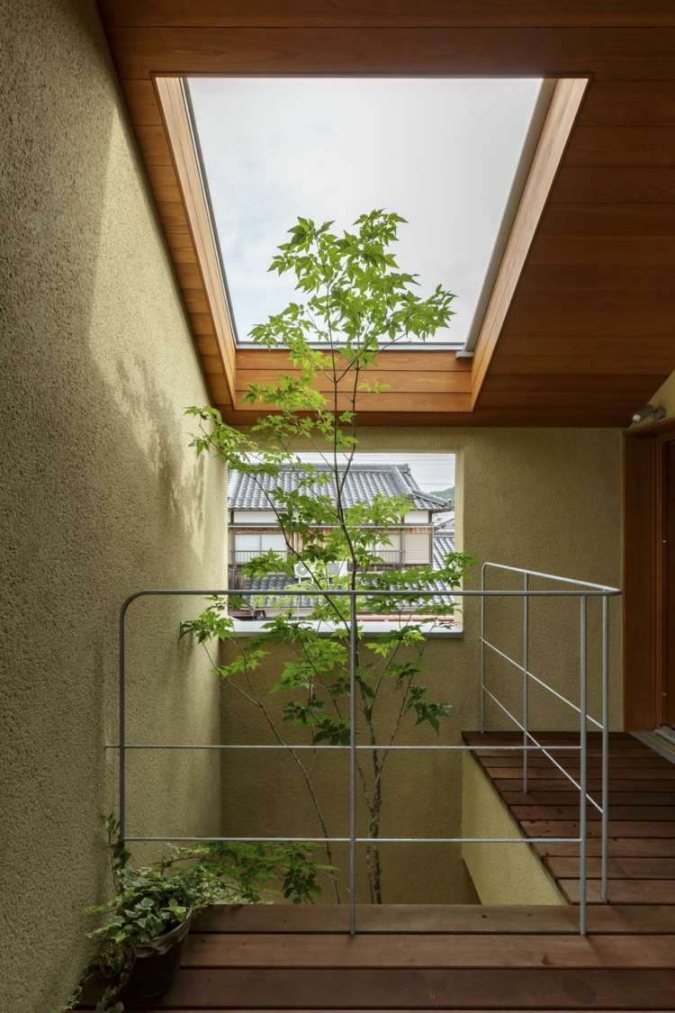 räcke metall takfönster träd inomhus