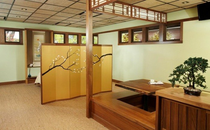 japansk bord bänk trä bonsai rum trä