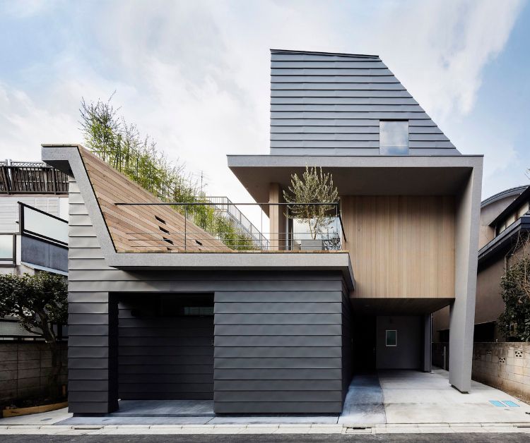 japansk design hus arkitektur innovativ design träbeklädnad golv utsida