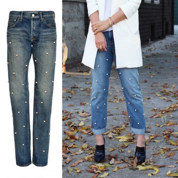 Jeans med pärlor -dekorera-idéer-pojkvän-används-se-snygg-diskret
