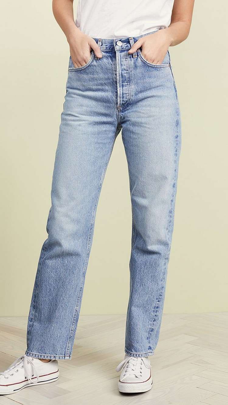 Jeans klassiskt rakt ben i ljusblått