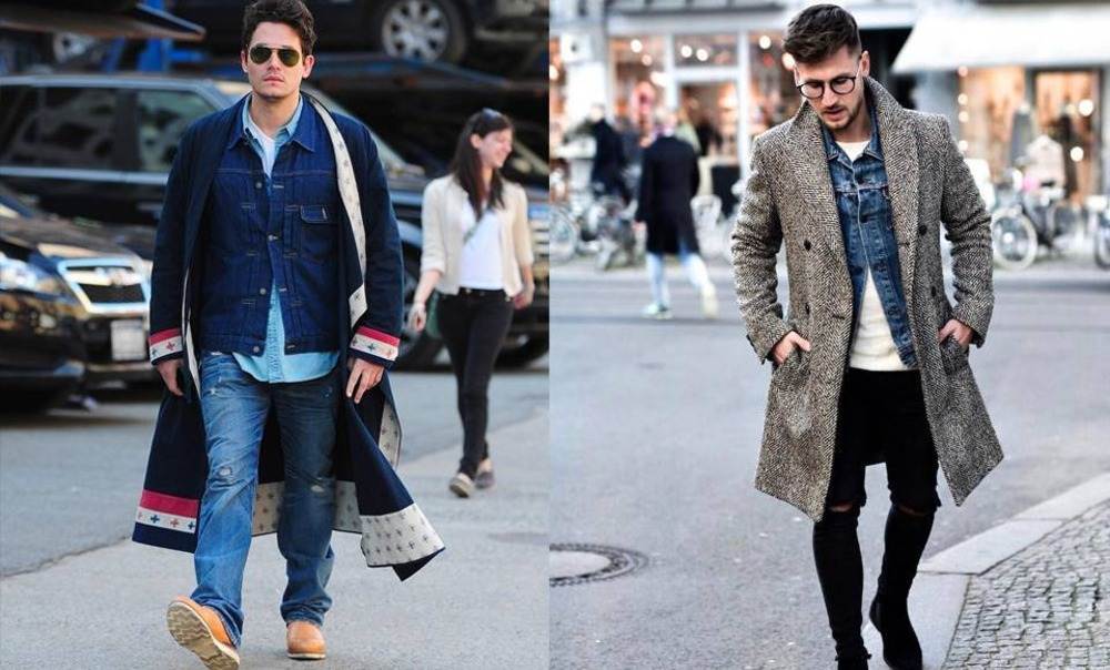 kappa med jeansjacka kombination för män modern look street wear