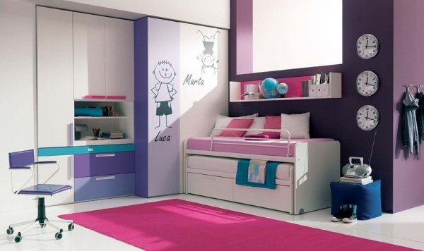 Tonårsrum lila rosa designidéer