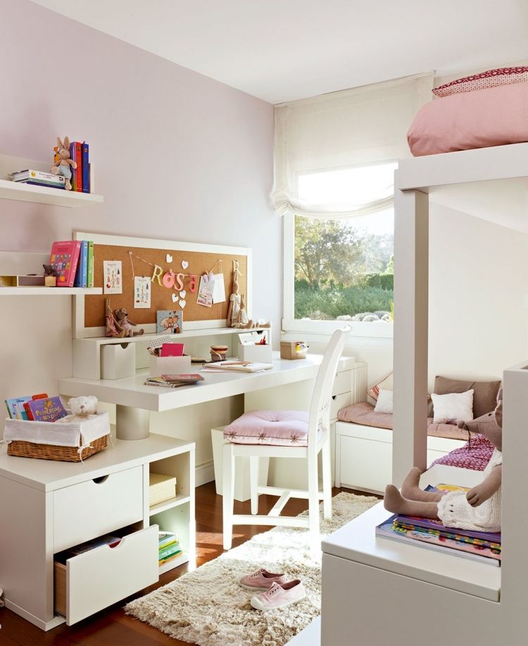 Ungdomsrum för flickor pastell lila-vägg-måla-vita-möbler