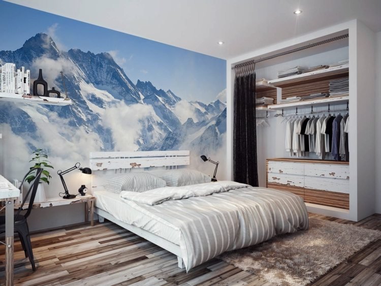 ungdomsrum-design-vägg-dekoration-foto-vägg-snö berg-landskap