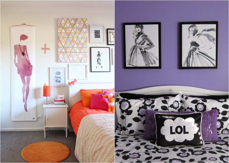 ungdomsrum-design-vägg-dekoration-tjej-mode-inspiration-affisch-bilder