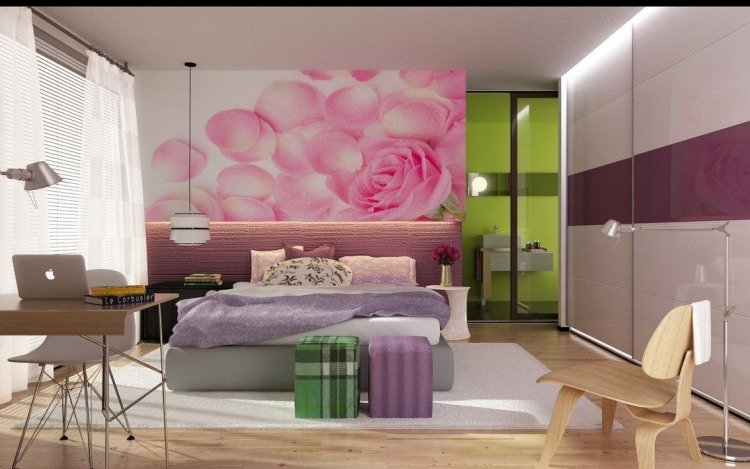 ungdomsrum-design-vägg-dekoration-flicka-rosa-blå-foto-vägg-led-ljus