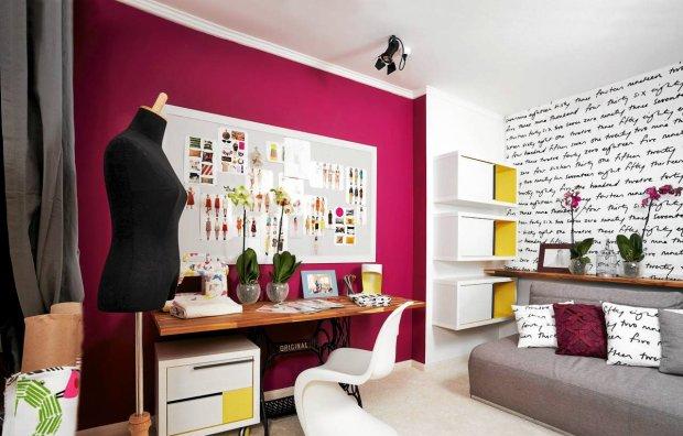 designa ungdomsrum-idéer-vägg-färg-fuchsia-tapet-teckensnitt