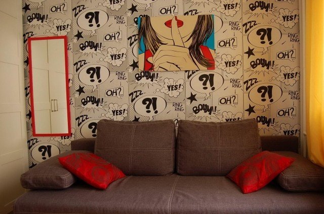 ungdomsrum-vägg-design-idéer-tapeter-komiska-motiv