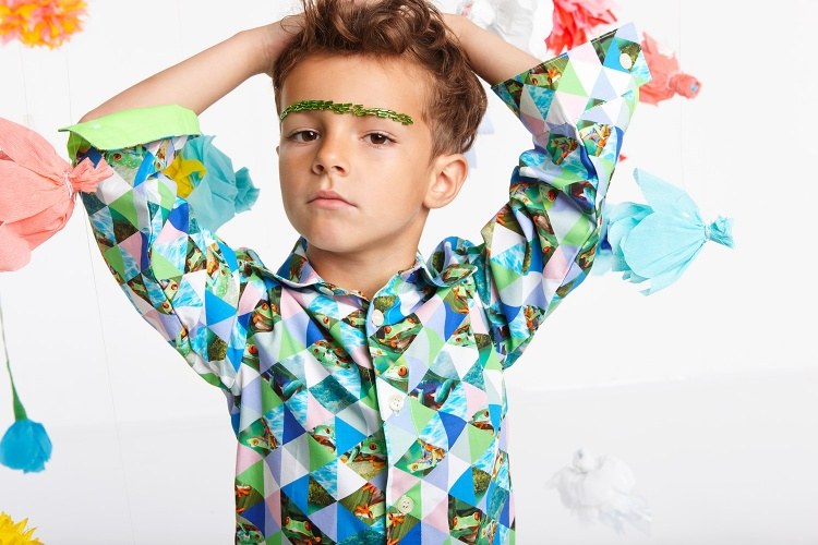Pojke-mode-sommar-barn-skjorta-geometriska-motiv