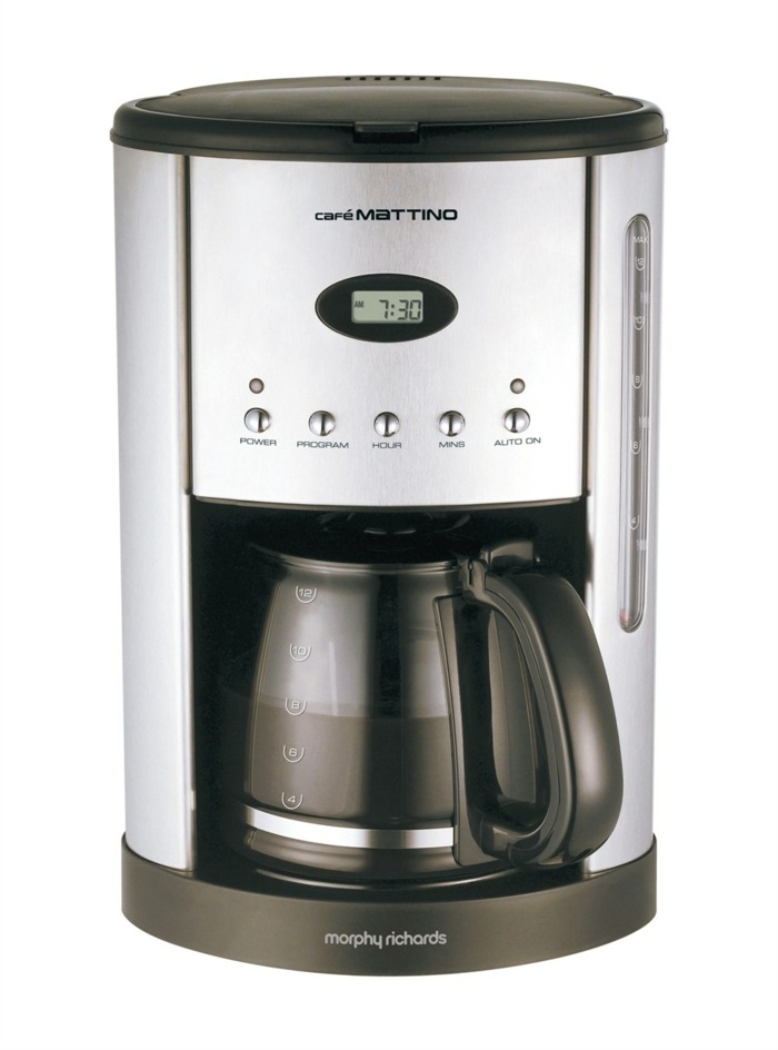 Automatisk kaffemaskin fungerar kaffekanna silverdisplay