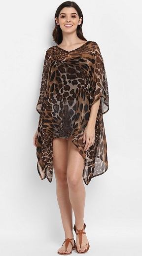 Leopardikuvioinen Kaftan -lyhyt mekko