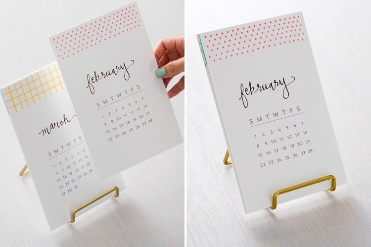 designa ditt eget kalenderstativ-metall-månad-tryck