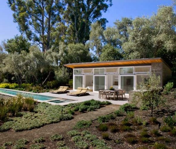 Poolhus design platt tak Kalifornien arkitektur