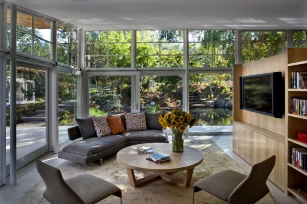 innovativa designlösningar vardagsrumsmöbler bokhyllor-glasvägg