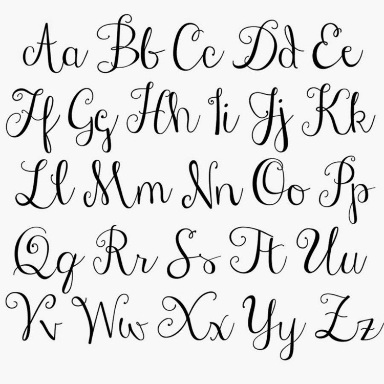 kalligrafi-lärande-idé-teckensnitt-versaler-små bokstäver