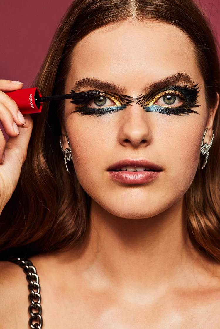 karneval mask make-up make-up abstrakt ögon betona svart guld
