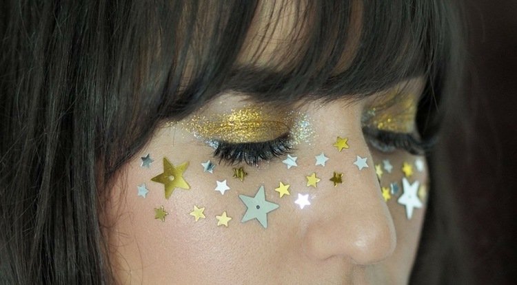 guld karneval smink glitter ögonskugga stjärna klistermärke