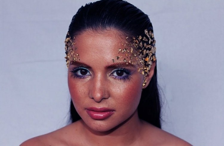 guldfolie kvinna tempel hår karneval smink glitter lätt att genomföra