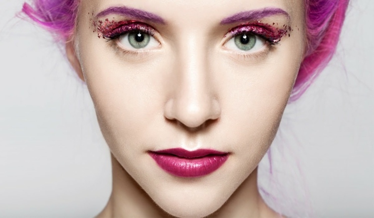 Carnival make-up glitter ögonskugga rosa idéer för kvinnor