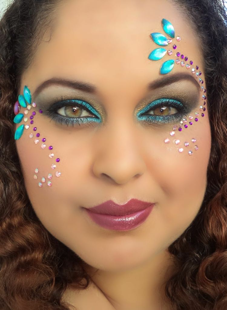 kvinna fe karneval make-up glitter kinder strass