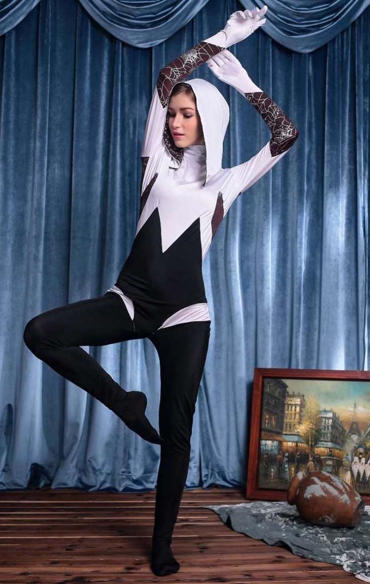 karneval-kostymer-2015-idéer-spiderwoman-damer-outfit-svart-vit