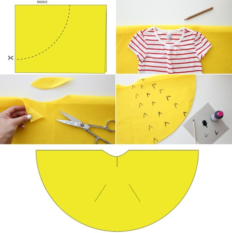 Gör en gul kostym av filt - En poncho för ananasdräkten som görs enkelt utan att sy