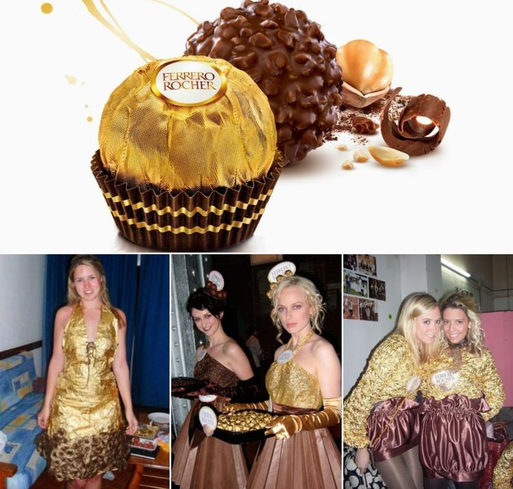 Ferrero Rocher -dräkt i guld och brons för kvinnor och män