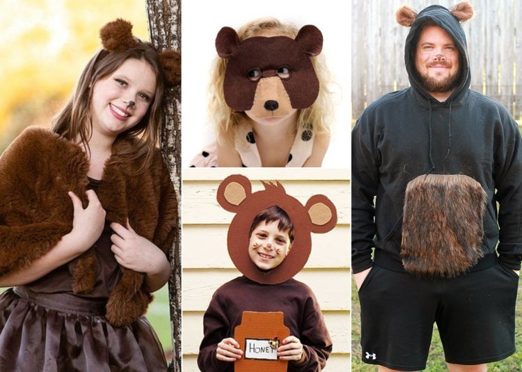 Brunbjörn för män, kvinnor och barn - Hur du kan göra karnevalskostymer själv