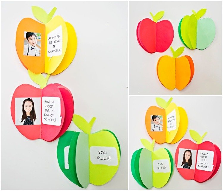 Gör ett äppelformat kort för skolanskrivning med barnen