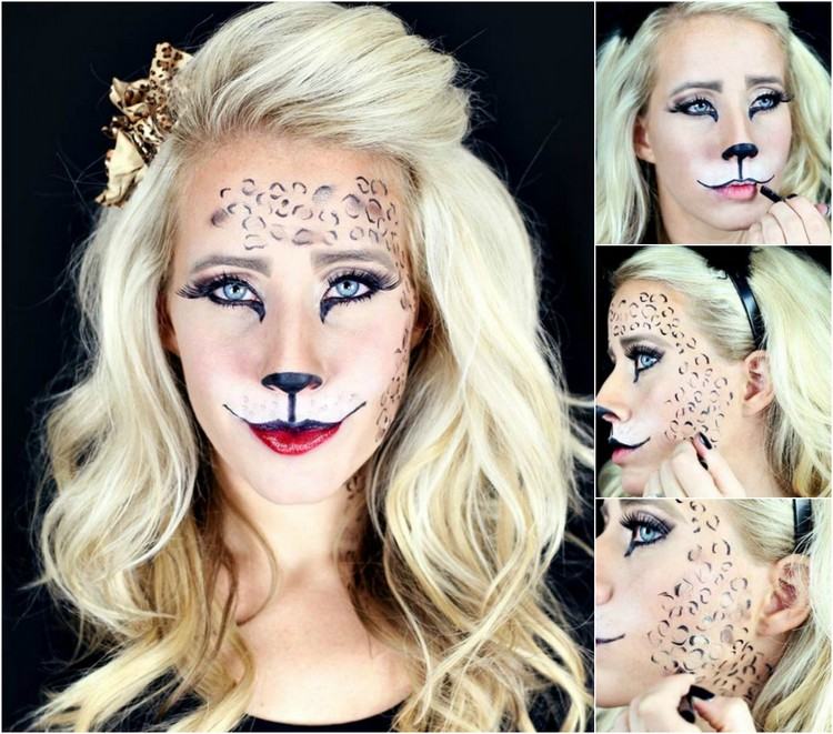 katt-ansikte-smink-kvinnor-karneval-stor katt-leopard-gepard-instruktioner