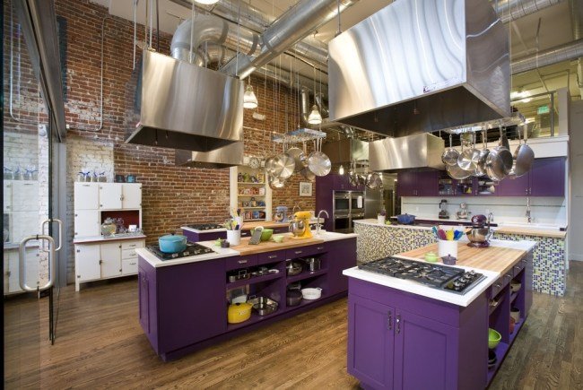 Purple-Kitchen Module Extractor Hood-Cooking Island Industrial-Chic Modern Design