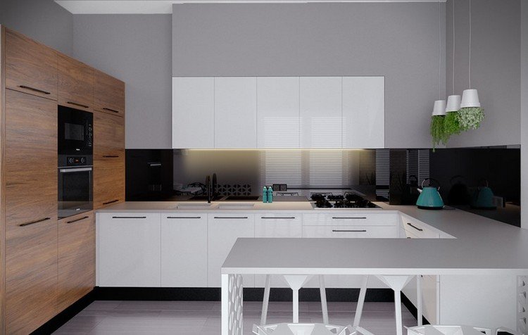 kök-vägg-design-glas-stänk-skydd-svart-svartvitt