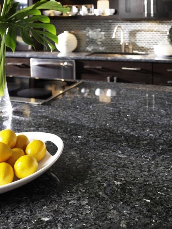 idéer för köksbänkskivor av granit citrondeko