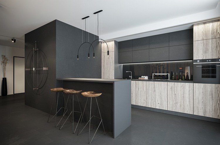 minimalistiska köksväggskåp grå