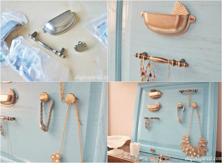 Måla köksskåpsdörrar. Shabby-chic smyckeförvaring