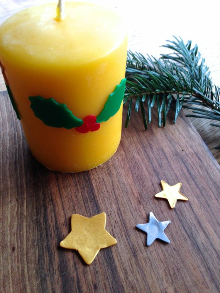 dekorera ljus julmotiv stjärnor kvistar bär klipp ut vaxplattor