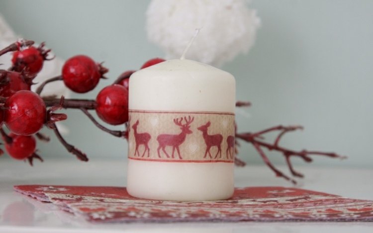 ljus dekorera jul julmotiv älg rådjur snöflingor washi tejp