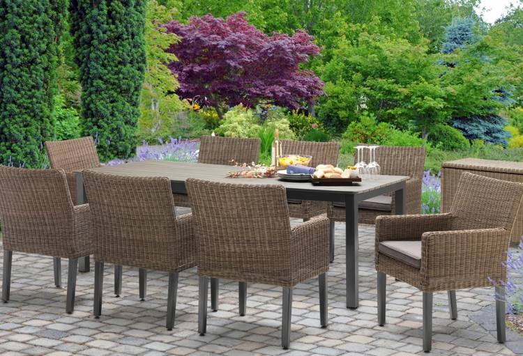 kettler-trädgårdsmöbler-set-polyrattan-brun-matbord-stolar