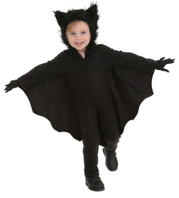 karneval-dräkt-barn-svart-fladdermus-kostym-hatt-öron-plysch