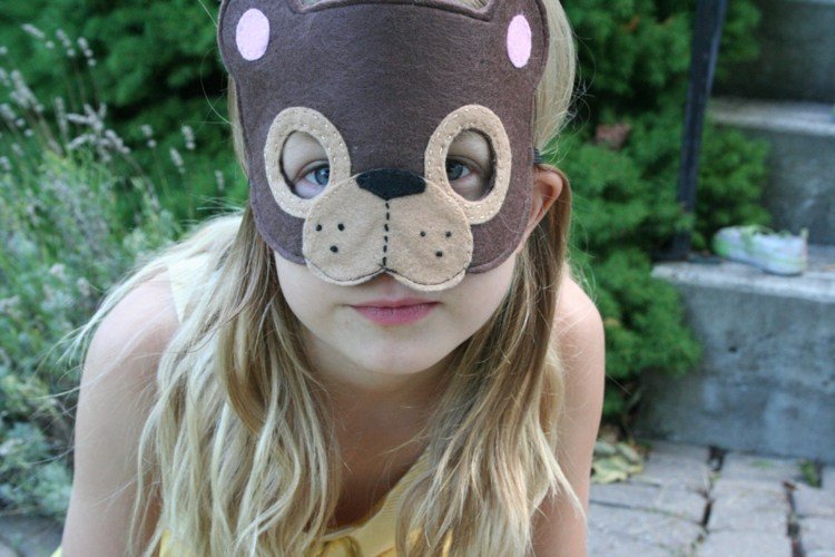 barn karneval mask baer-idé-filt-sy-diy