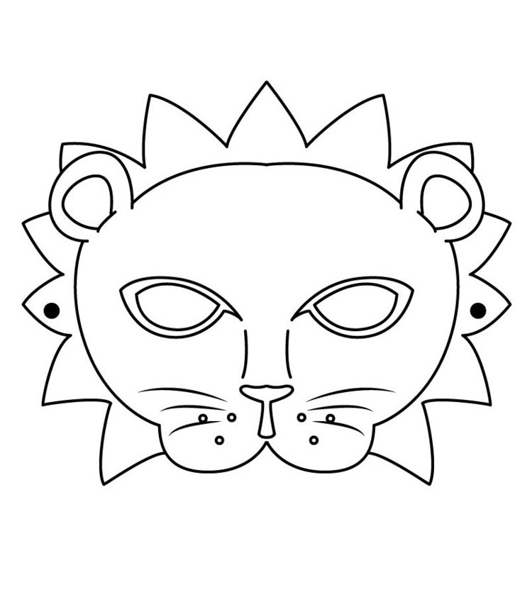 karneval-mask-barn-lejon-stencil-tryck-färg