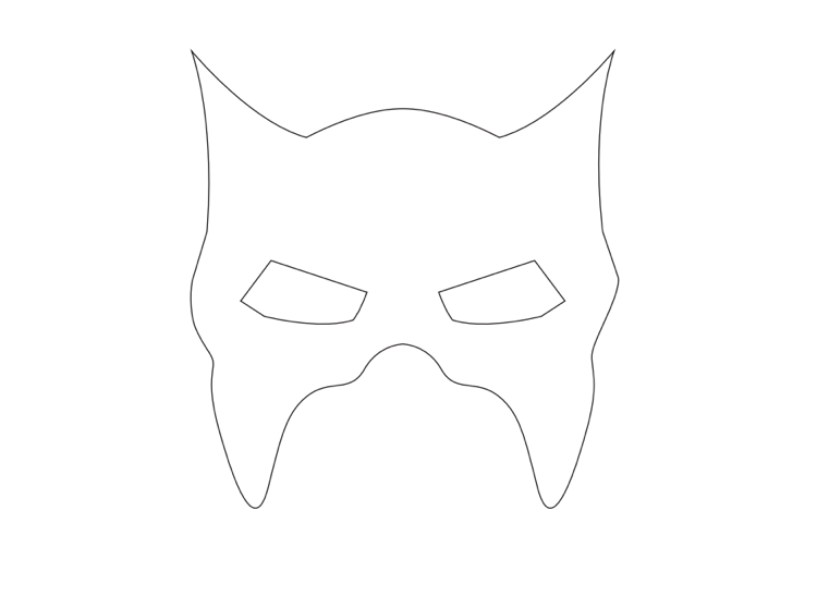 Superhjälte masker gör mall för Batman att skriva ut