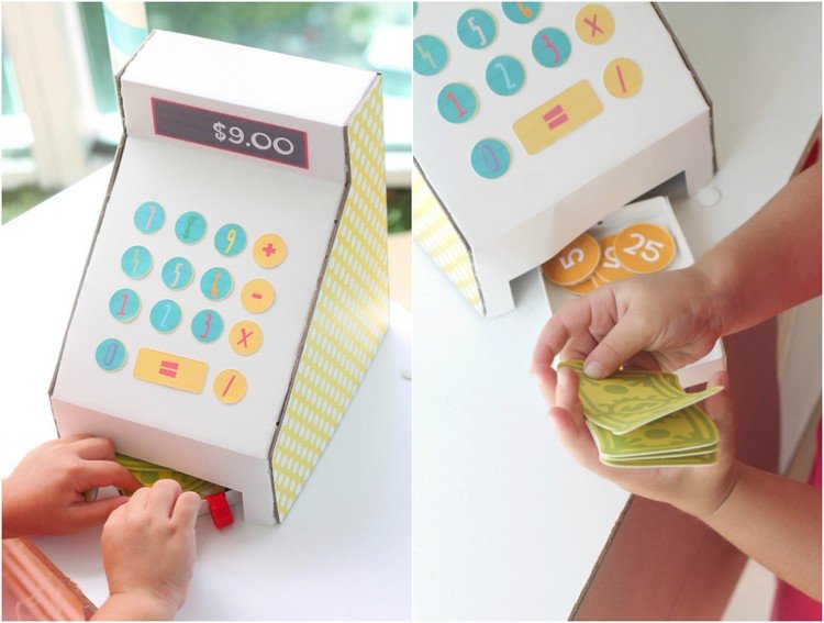 barn-butik-tillbehör-kassa-spela-spela pengar-gör-det-själv-spel