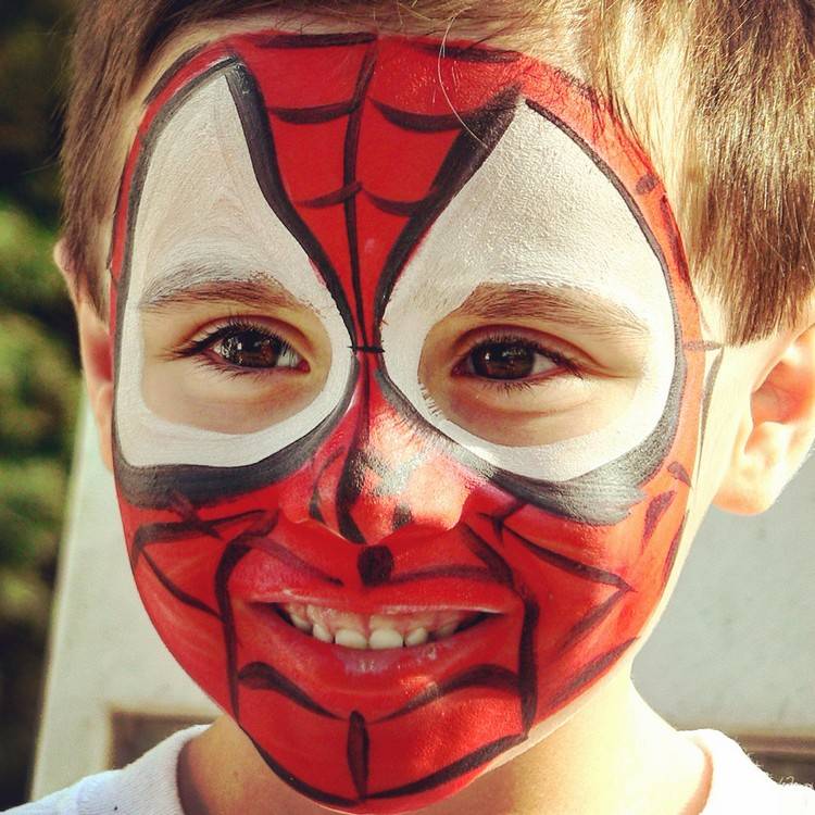 barn karneval idéer spiderman smink pojke