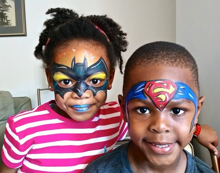 superhjälte kostymer karneval make up barn batman superman