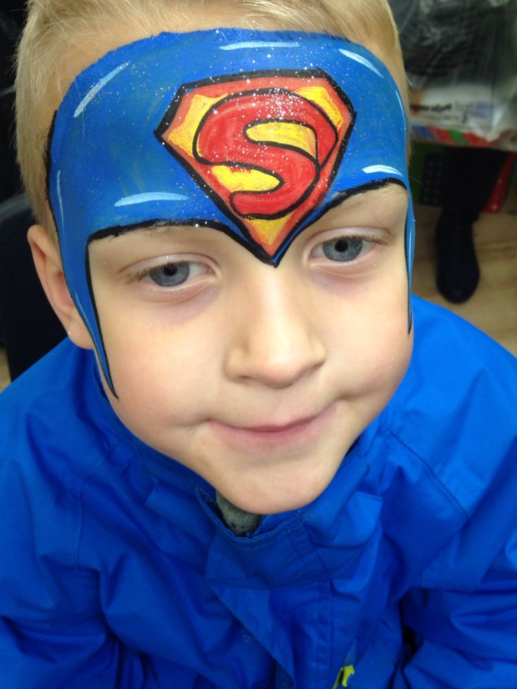 superman ansiktsmålning idé pojke symbol