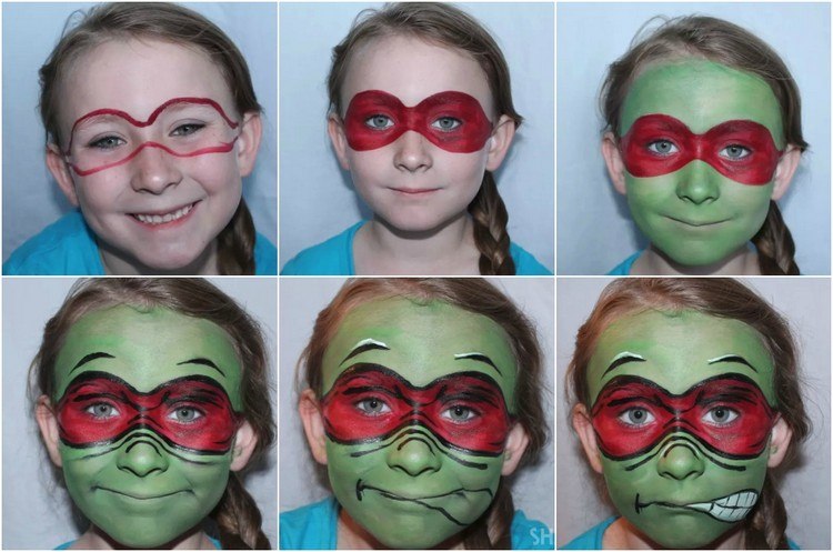 instruktioner smink tips ninja turtles raphael ansiktsmålning