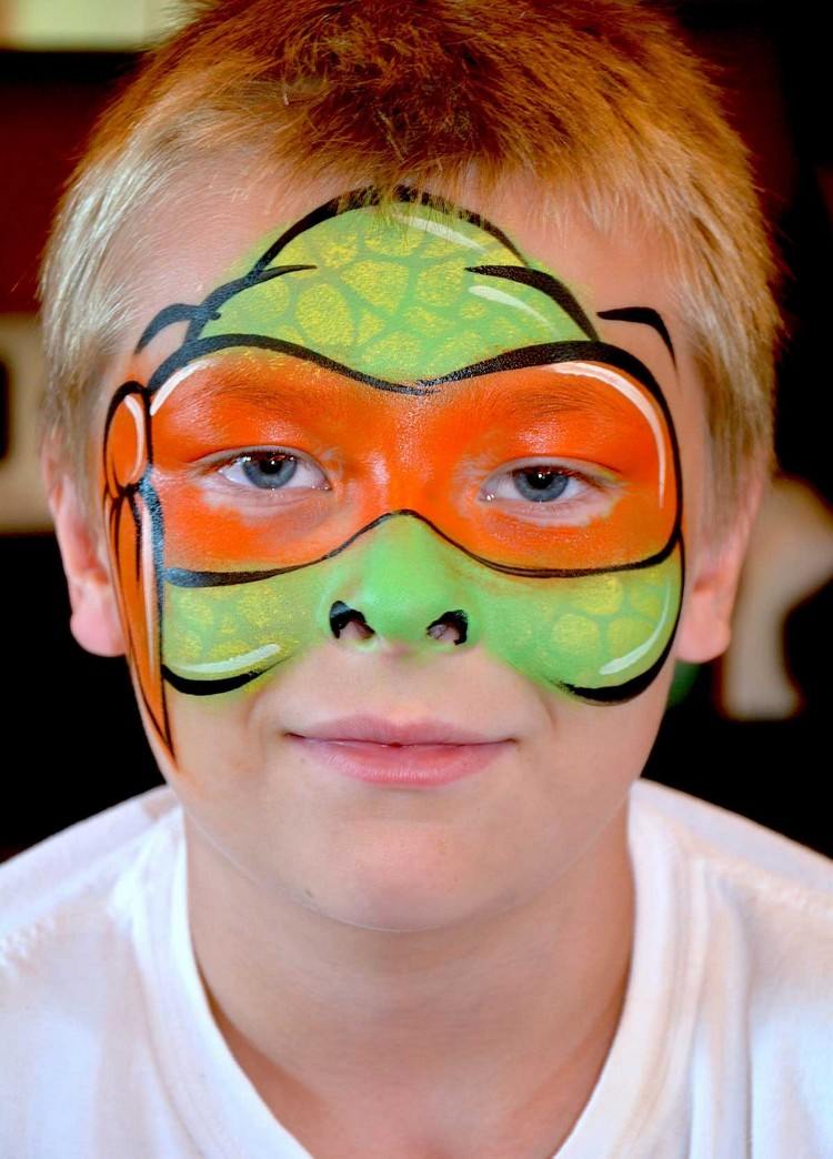 sminkmallar för barn karneval ninja turtles michelangelo
