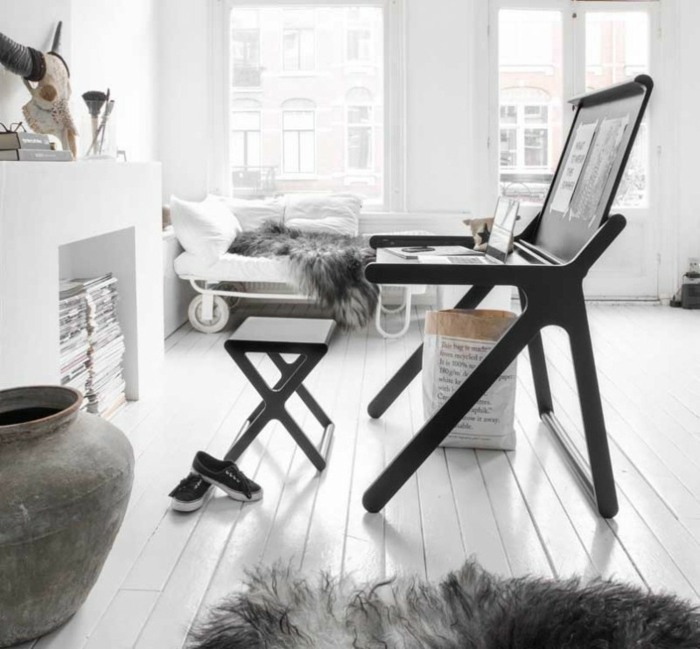 skandinavisk design svart skrivbord kontorsmöbler modern soffa